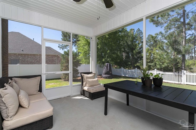 12806 Island Spirit Dr, Pensacola, FL 32506 - sunroom / solarium featuring ceiling fan