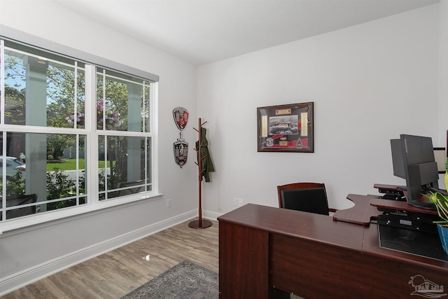 12806 Island Spirit Dr, Pensacola, FL 32506 - office area featuring wood finished floors and baseboards