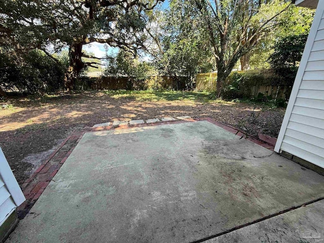 view of yard with a fenced backyard and a patio