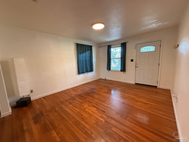 entrance foyer with baseboards and wood finished floors