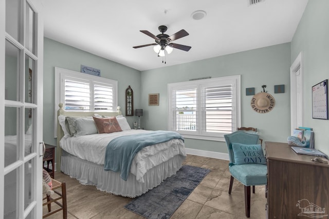 bedroom featuring ceiling fan