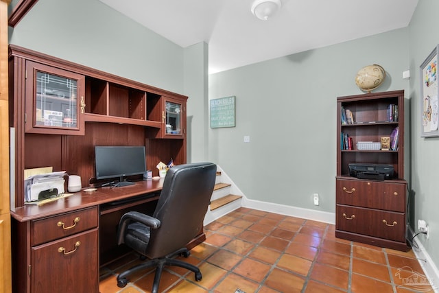 view of tiled office space