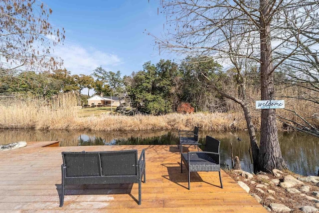 dock area with a water view