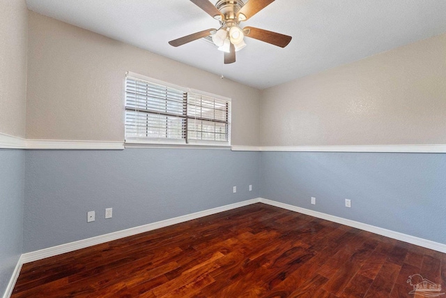 unfurnished room with hardwood / wood-style floors and ceiling fan