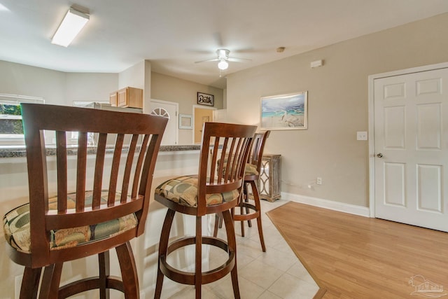 interior space featuring ceiling fan and light wood-type flooring