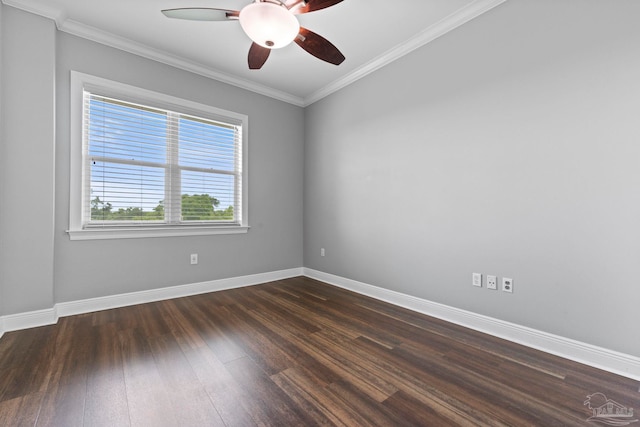 1700 Scenic Hwy Unit 404, Pensacola, FL 32503 - empty room featuring ceiling fan, dark wood-type flooring, baseboards, and crown molding