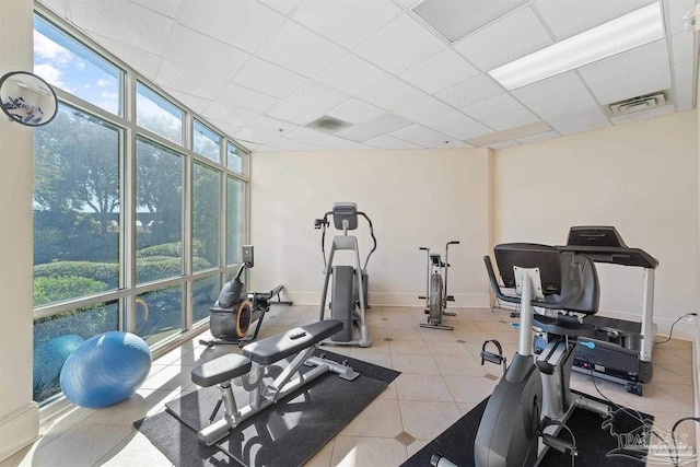 1700 Scenic Hwy Unit 404, Pensacola, FL 32503 - gym featuring floor to ceiling windows, a drop ceiling, and baseboards