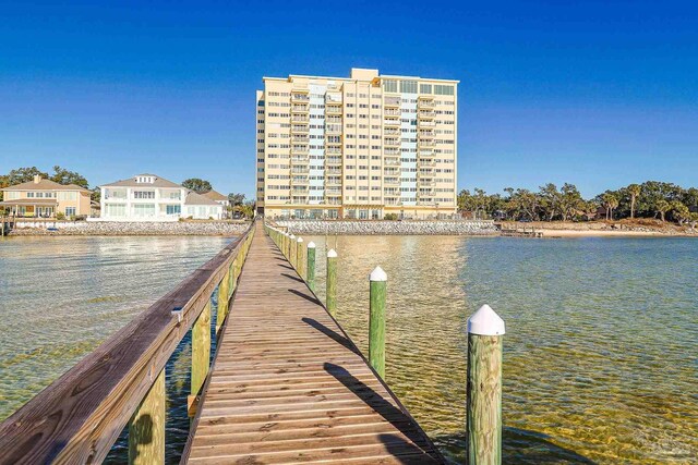 view of dock featuring a water view