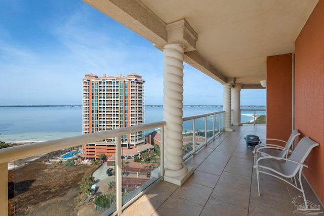 balcony with a water view