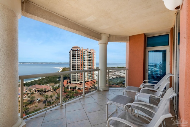 balcony with a water view