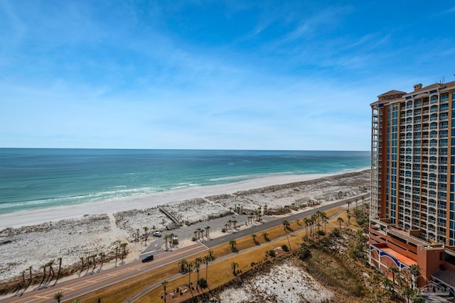 property view of water with a beach view