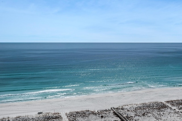 property view of water featuring a view of the beach