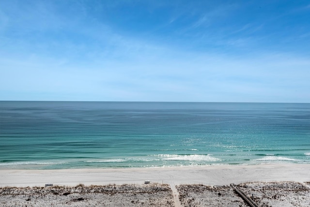 property view of water featuring a view of the beach