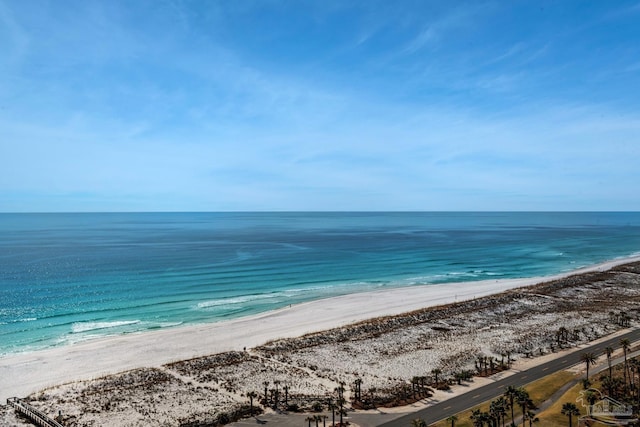 view of water feature with a view of the beach