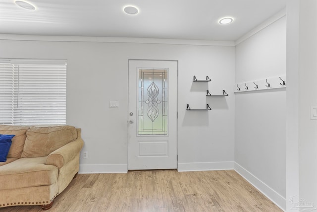 entrance foyer with light hardwood / wood-style floors