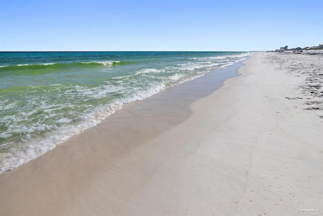 view of water feature featuring a beach view