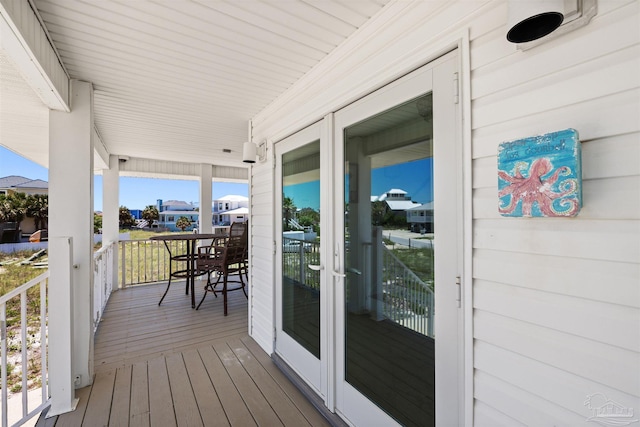 wooden deck with french doors