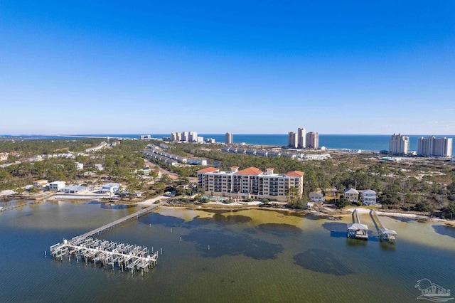 bird's eye view featuring a water view