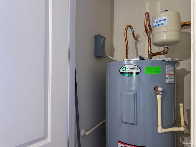 utility room with electric water heater