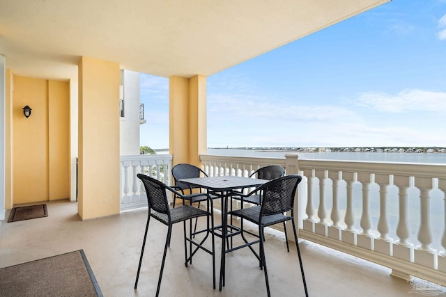 balcony with a water view