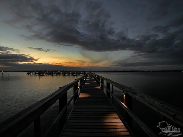 view of dock featuring a water view