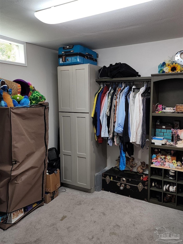 walk in closet featuring carpet floors