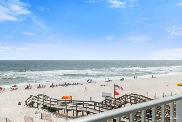 view of water feature featuring a view of the beach