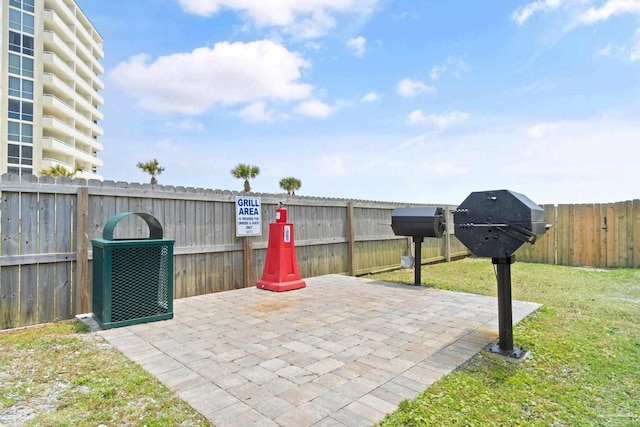 view of patio with a fenced backyard