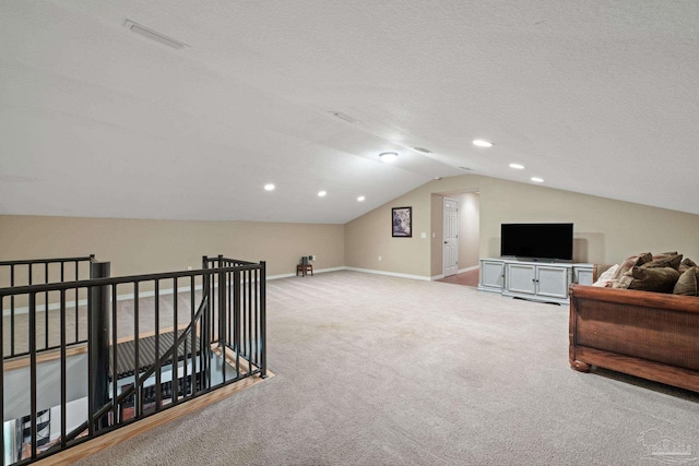 6781 Generals Ln, Pace, FL 32571 - additional living space with carpet floors, lofted ceiling, recessed lighting, and a textured ceiling
