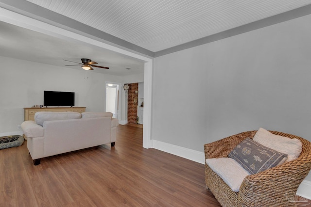 407 Rue Max St, Pensacola, FL 32507 - living room featuring wood finished floors, baseboards, and a ceiling fan