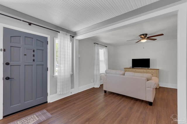 407 Rue Max St, Pensacola, FL 32507 - foyer featuring a ceiling fan, baseboards, and dark wood finished floors