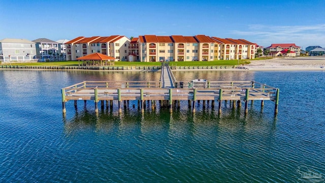 view of dock featuring a water view