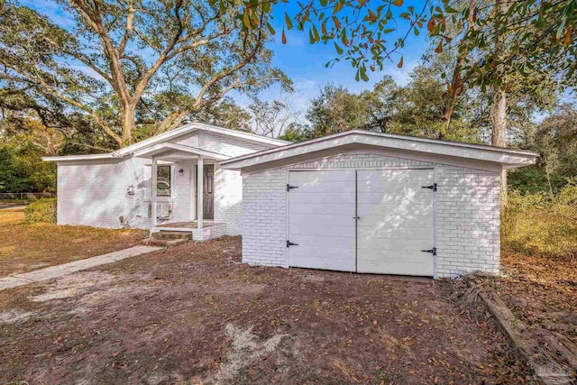 exterior space with a garage