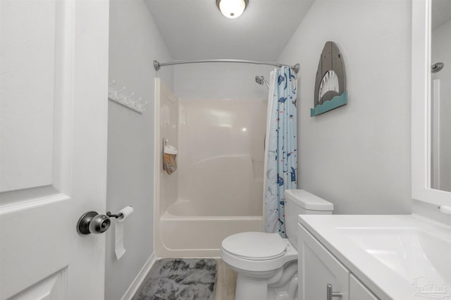 6439 Dallas Ave, Pensacola, FL 32526 - bathroom with toilet, shower / bath combination with curtain, and vanity