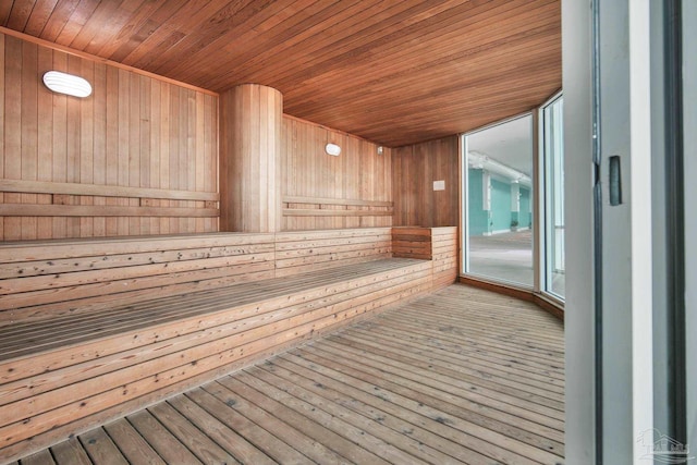 view of sauna / steam room with hardwood / wood-style flooring