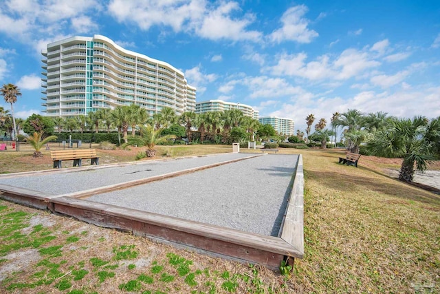 view of community featuring a lawn