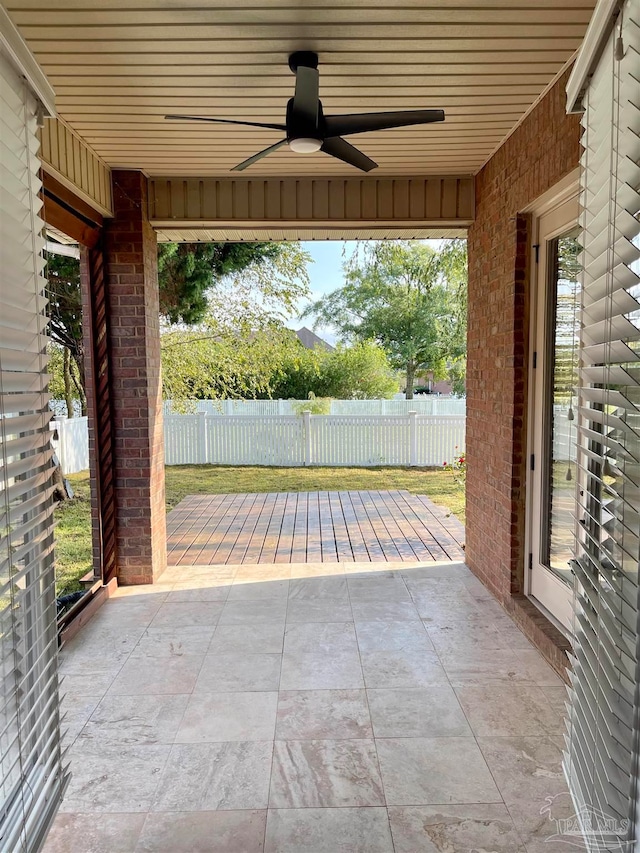 view of patio with ceiling fan