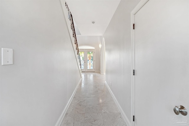 hallway with french doors