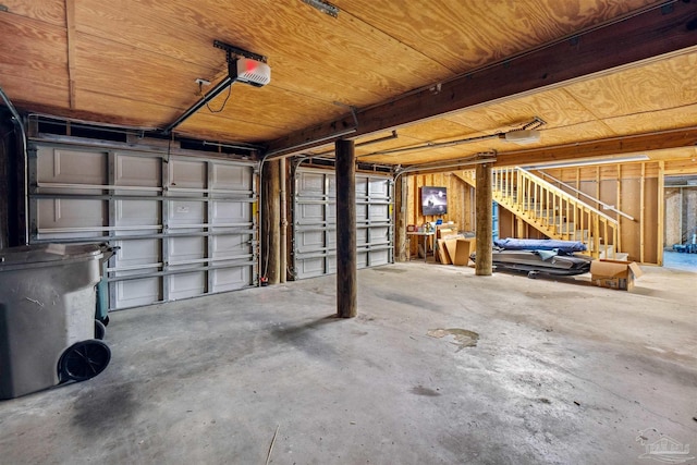 garage with a garage door opener