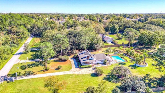 941 Summer Shade Ln, Cantonment, FL 32533 - view from above of property with a pool and a forest