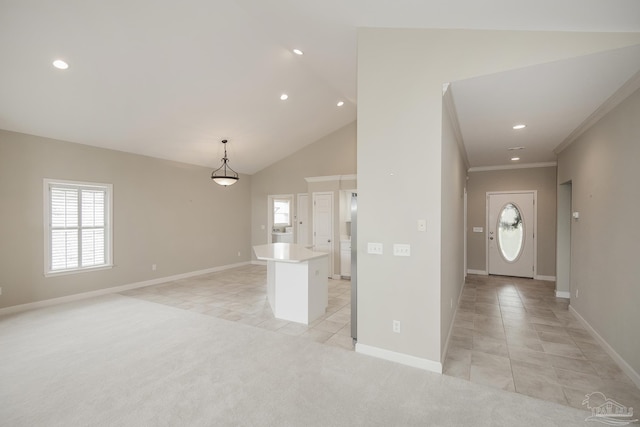 3200 Silverleaf Dr, Pensacola, FL 32504 - unfurnished room featuring light tile patterned floors, plenty of natural light, baseboards, recessed lighting, and vaulted ceiling