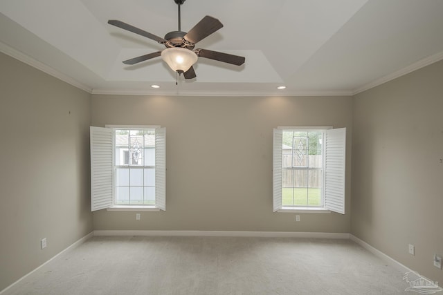 3200 Silverleaf Dr, Pensacola, FL 32504 - spare room with crown molding, light carpet, ceiling fan, recessed lighting, and baseboards