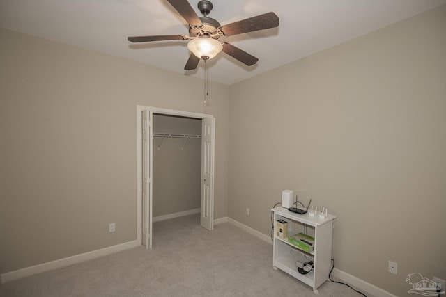3200 Silverleaf Dr, Pensacola, FL 32504 - unfurnished bedroom with light colored carpet, baseboards, a closet, and ceiling fan