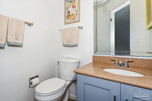 half bathroom featuring toilet and vanity