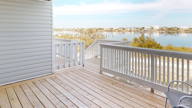 deck with a water view