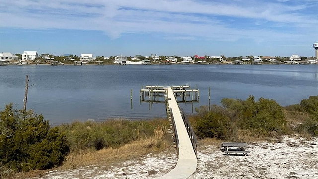 dock area featuring a water view