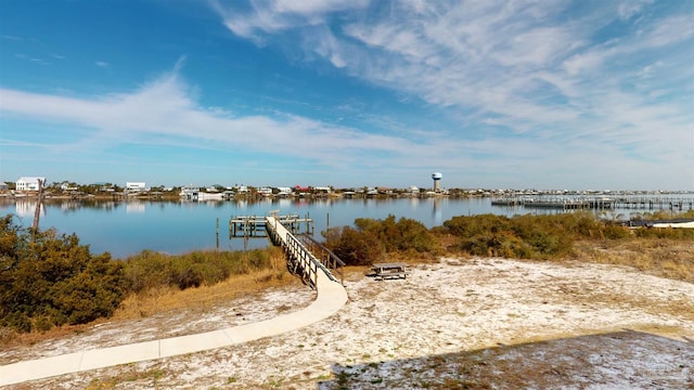 dock area featuring a water view