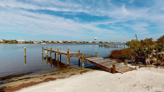 view of dock featuring a water view