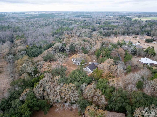 birds eye view of property with a forest view