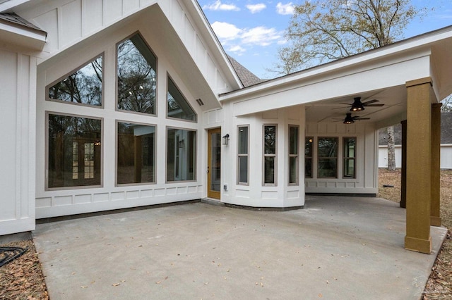 view of patio / terrace with a ceiling fan